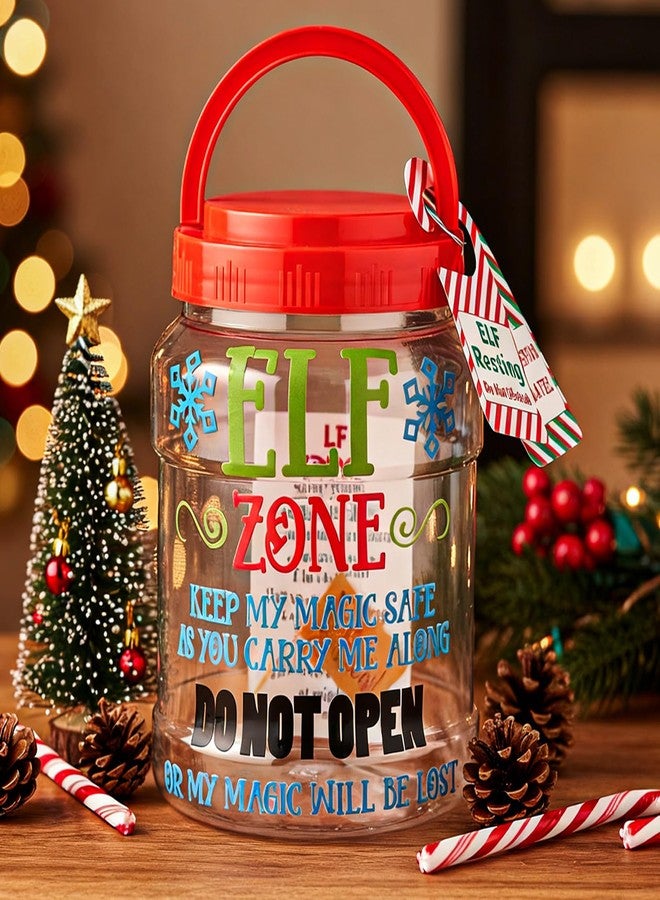 ForraFun Christmas Elves Carrier Set Plastic Jar with Christmas Handle Tags Funny Xmas Card Letter Label Elves Container with Lids Handle Adventures Transport Gift for Xmas Holiday Travel Kit Decor - Image 3